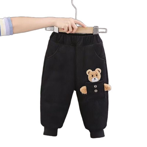 Children's winter wear outerwear for small children and infants, fashionable baby cotton pants for boys, three-layer padded and thick pants