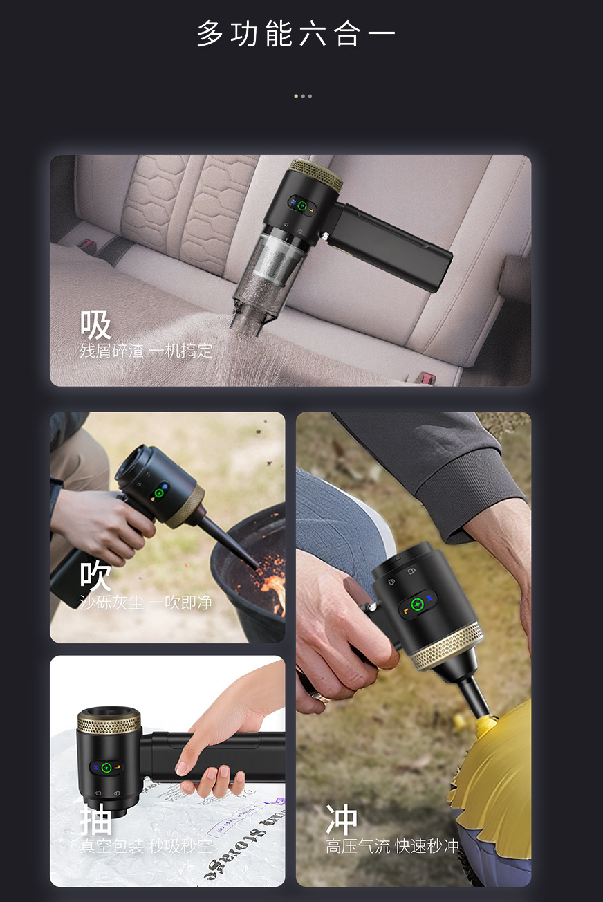 Car Vacuum Cleaner, Car Handheld Brushless Vacuum Cleaner, Wireless Dust Collector for Motorcycles, Suction and Blowing Dual-Purpose Pet Hair Collector