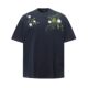 Heavy Industry Street New Chinese Flower Embroidery Profile Short-sleeved T-shirt Men's and Women's National Fashion All-match Round Neck Summer Clothes