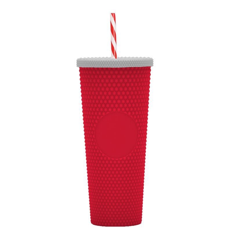 Suministro directo de fábrica de doble capa de paja de plástico taza de gran capacidad creativa 710ml taza Durian taza de mano portátil taza de diamante