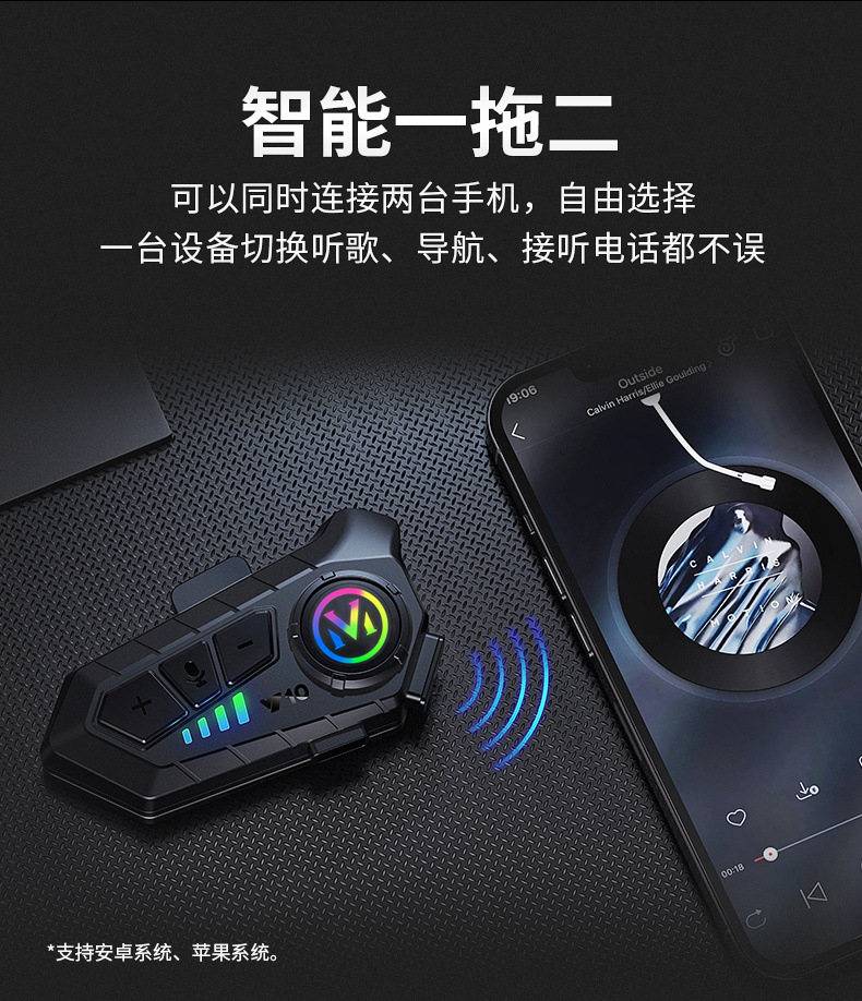 Popular Y10 Y10-2X Helmet Bluetooth Intercom Headset Long Battery Life Full-Face Motorcycle Riding Wireless Headset in Stock