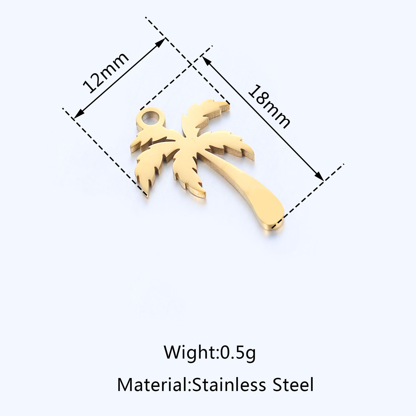 4g Weight Pendant Jewelry Making Type DIY Jewelry Accessories Classification 5 PCS/Package Quantity 304 Stainless Steel Material Coconut Tree Pattern Plating Design Vacation Style 5 PCS/Package 304 Stainless Steel Coconut Tree Pendant 无
