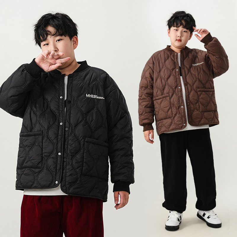 Fat Boy ropa de algodón acolchada para niños Delgado uniforme escolar artefacto ropa de algodón acolchado forro gordo ropa para niños ropa de invierno para niños ropa delgada de algodón acolchada más tamaño