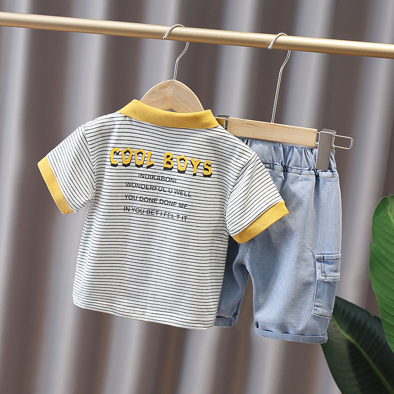 3289 traje de ropa de verano para niños 2023 Nueva ropa de niños guapos de moda Coreano verano bebé traje de dos piezas de moda