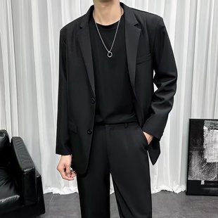 High-End Ice Silk Long-Sleeved Suit Men's Jacket Light Mature Style Short-Sleeved Casual Suit Summer Thin Single Suit Trend