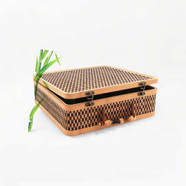 厂家供应手提茶叶竹篮方形茶叶竹篮包装礼品盒可定批发