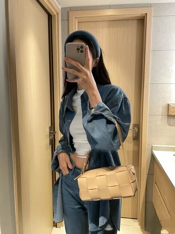 莞产天花板B编织腋下包女包真皮枕头包单肩斜挎小方包2025新款|undefined