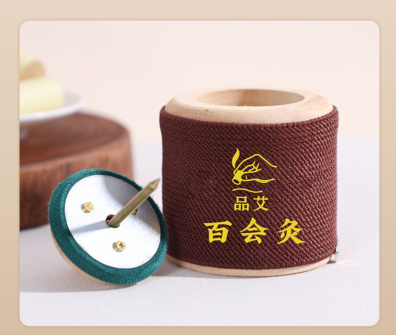 Baihui Moxibustion Box Portable Wooden Head Moxa Burner for Baihui Point Home and Travel Use preparation