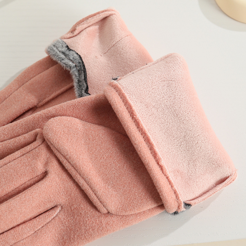 Guantes cálidos para mujer, terciopelo alemán, ciclismo al aire libre, linda mariposa, bola de visón, pantalla táctil a prueba de viento y frío, guantes de otoño e invierno