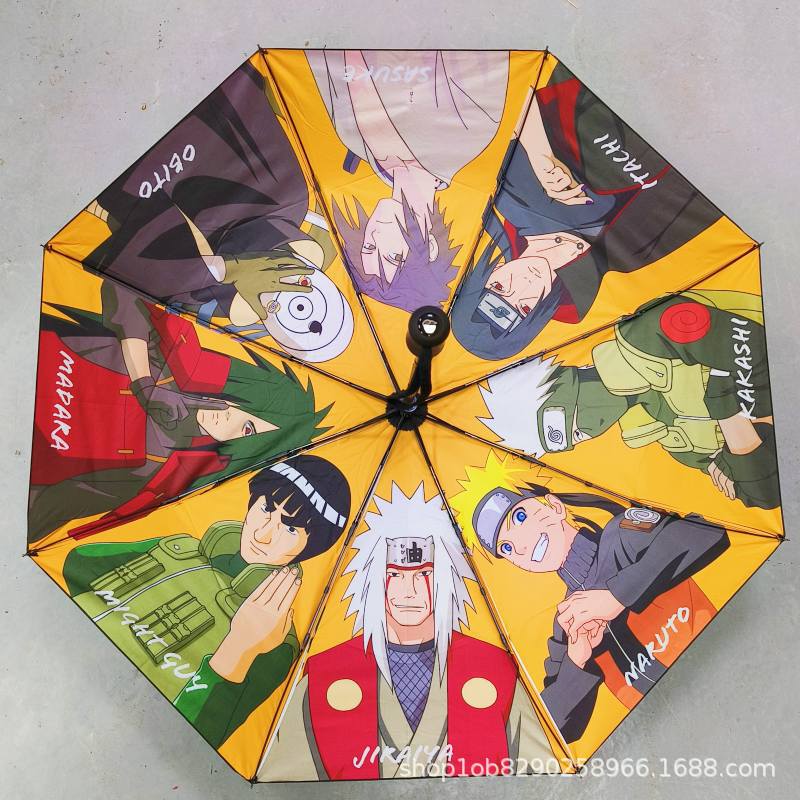 One-piece delivery Naruto umbrella anime peripheral two-dimensional black glue automatic sunny umbrella small organization folding-proof One-piece delivery Naruto umbrella anime peripheral two-dimensional black glue automatic sunny umbrella small organization folding-proof