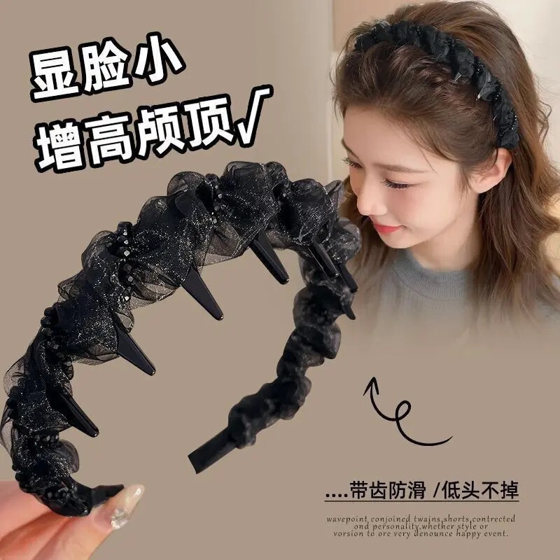 2个装轻纱发箍新款高颅带齿防滑头箍压发头饰|undefined