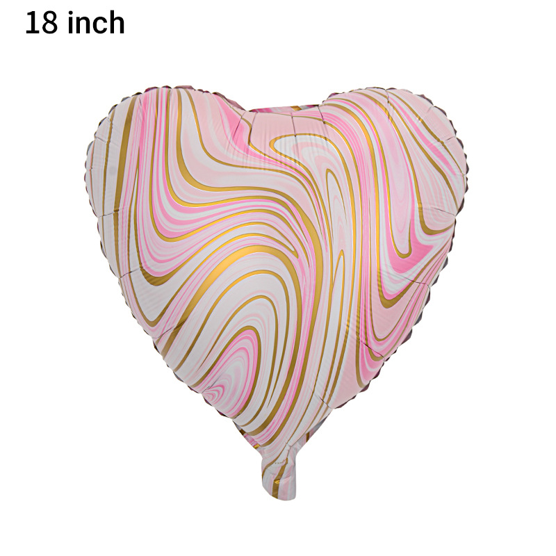 18 pulgadas corazón de melocotón estrella de cinco puntas globo de película de aluminio fiesta de cumpleaños decoración de boda ágata amor textura en forma de corazón globo al por mayor