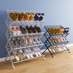 Household Multi-Layer Installation-Free Folding Shoe Rack Night Market Shelf Bold Shoe Drying Stall Shoe Rack Selling Shoe Metal