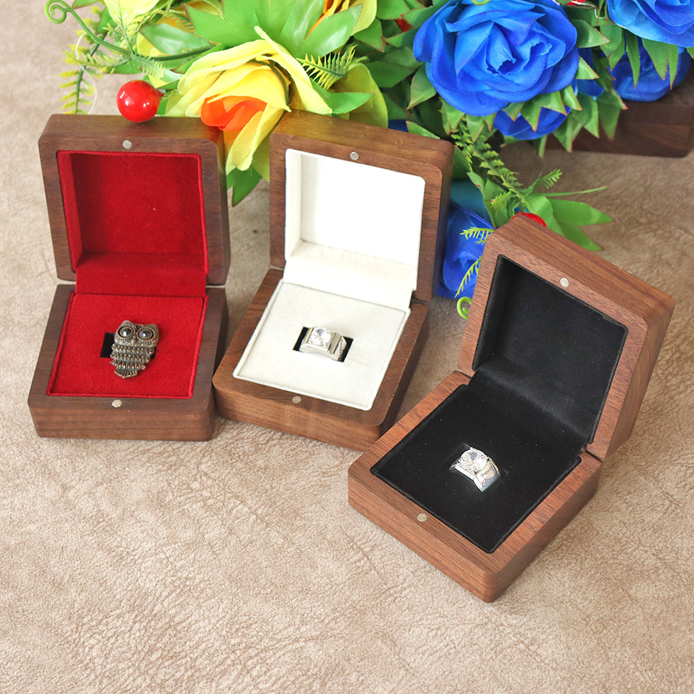 联盟加宽加高戒指首饰饰品收纳礼品盒珠宝玉扳指宽戒面木包装盒