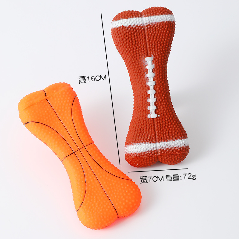 Suministro directo de fábrica en stock nuevo vinilo sonido deportes bola hueso perro de juguete perro entrenamiento mascota juguete al por mayor