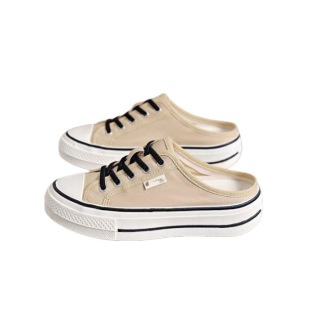 Zapatos de lona de la mitad de la parte inferior gruesa para mujeres 2026 nuevo verano retro versátil zapatos de skate casuales un pedazo de zapatos blancos pequeños