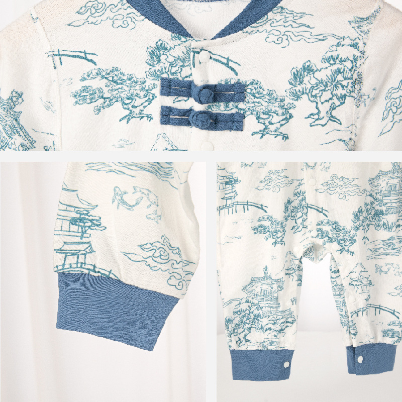 China estilo Han ropa de bebé manga larga bata para hombres y mujeres bebés otoño y invierno ropa de recién nacidos de escalada de algodón puro