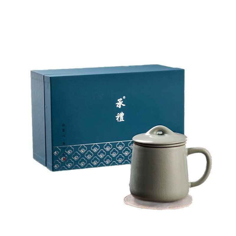 Rongshantang 天青ル窯セラミックオフィスカップティーカップ茶水分離カップオフィスウォーターカップ個人用|undefined