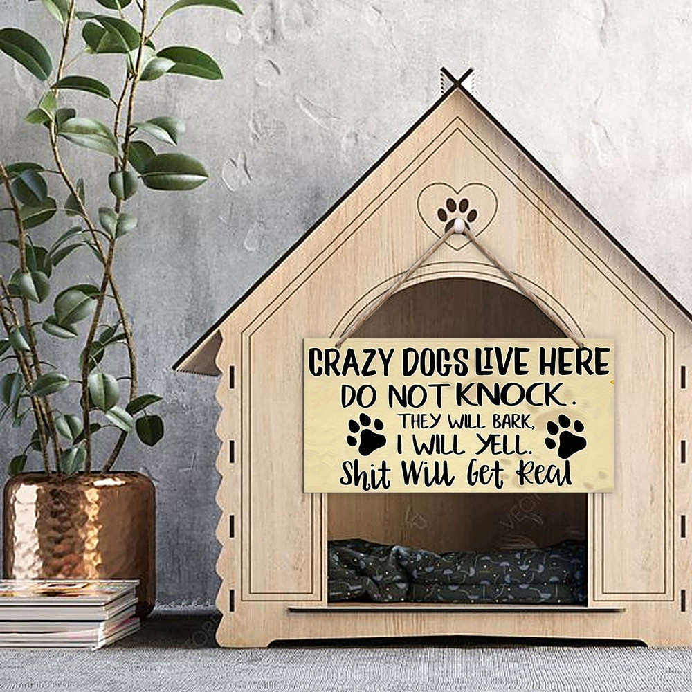 In-stock wooden dog kennel decor door plaque sign pet memorial slogan tag dog house pendant