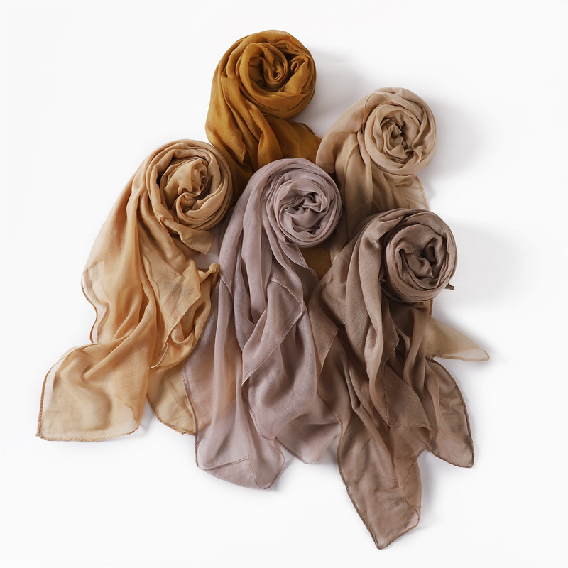 Cross-border Classic women's solid color Bali yarn cotton linen breathable thin long scarf soft scarf cover scarf spot