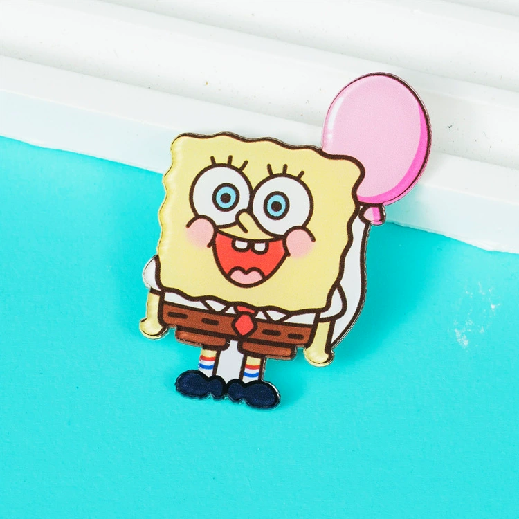 Brand cartoon sponge children's acrylic brooch, badge, bag accessory, pin, pendant, Birthday gift