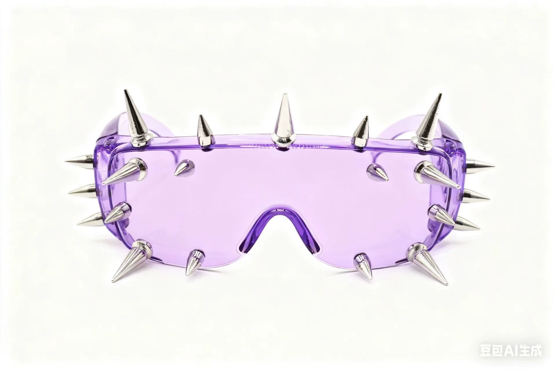 Sunglasses punk style, spike-studded fashion shades, black tinted lens
