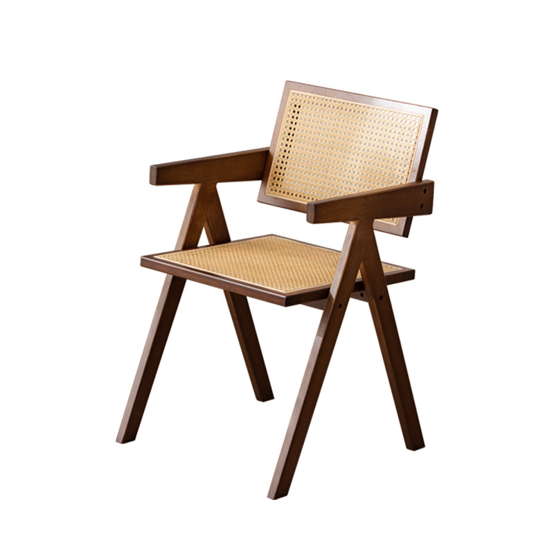 Silla de comedor de ratán de estilo nórdico de color nogal SILLA DE chandigar comedor con silla trasera subred rojo nuevo