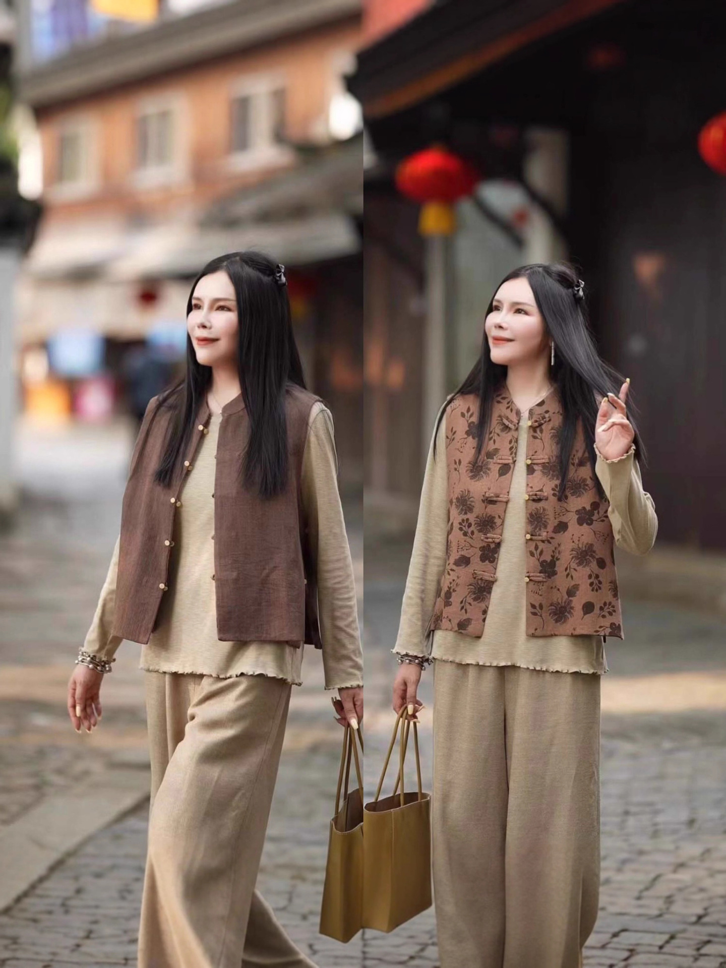 2025 otoño estilo nacional chino vertical collar hebilla en ambos lados vestir chaleco de mujer chaleco corto