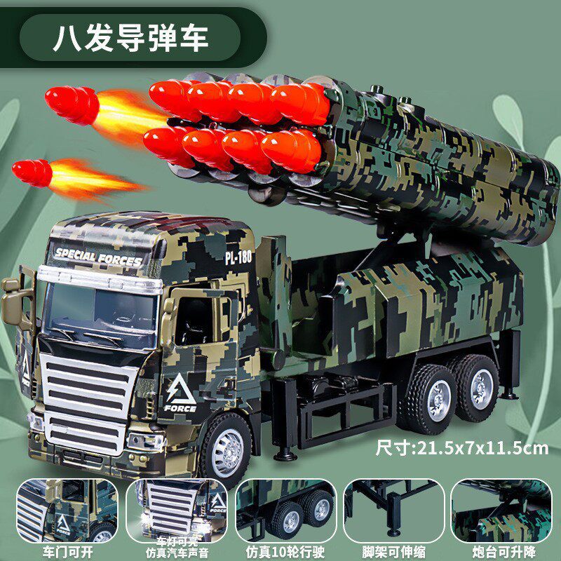 Niño aleación militar Dongfeng coche de misiles blindado camión de transporte de mortero ciencia popular coche de juguetes militares lotes image 17