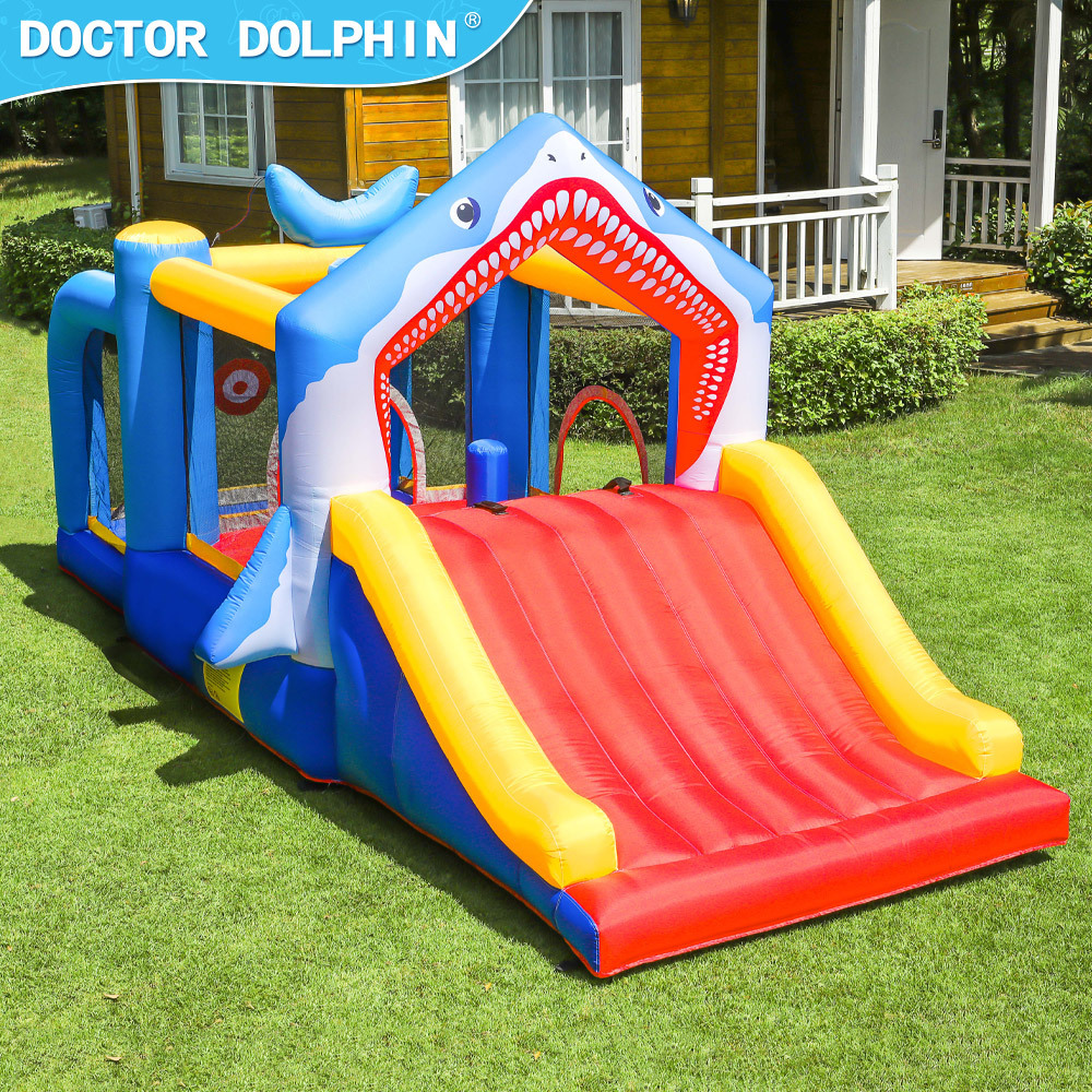 Castillo inflable para niños Doctor Dolphin, tobogán inflable de tiburón, castillo inflable pequeño para el hogar, trampolín inflable para interiores