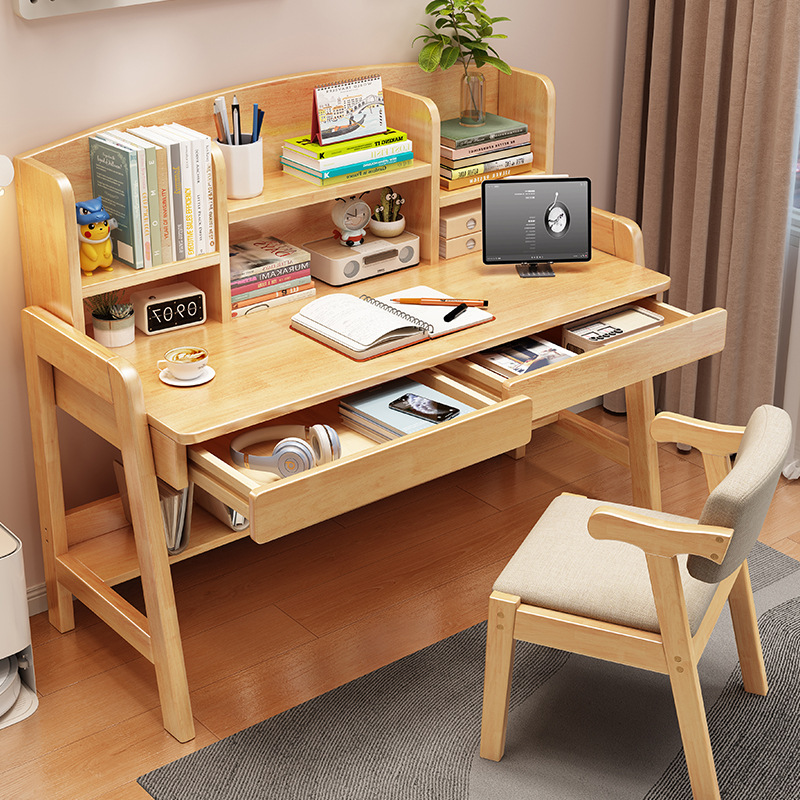 Mesa de estudio de niños de madera maciza mesa de escritorio estante de escritorio de escritorio de dormitorio de estudiantes de secundaria y secundaria