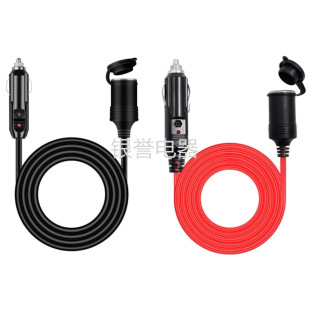 Red and black line car cigarette lighter mother seat extension line 12FT mother seat line car charging cigarette lighter socket line