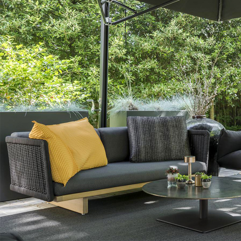 Sofá de ratán combinación de ocio al aire libre patio al aire libre jardín terraza sala de estar nórdico madera maciza teca silla de ratán sofá
