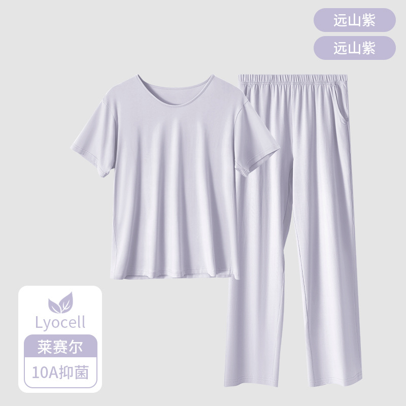 Far mountain purple [short sleeve pants suit]