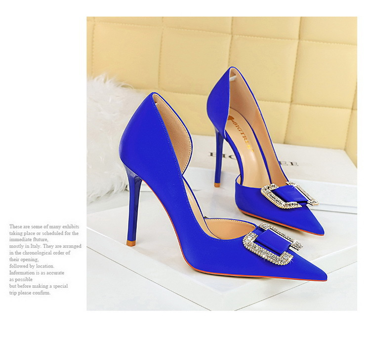 Slim side hollowed-out high heels for women slim heels super high heels rhinestone buckle single shoes_voghion.com