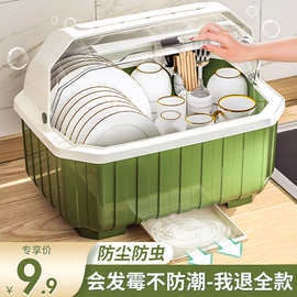 厨房碗碟收纳架带盖放餐具的碗箱碗架置物柜子家用沥水碗筷收纳倍