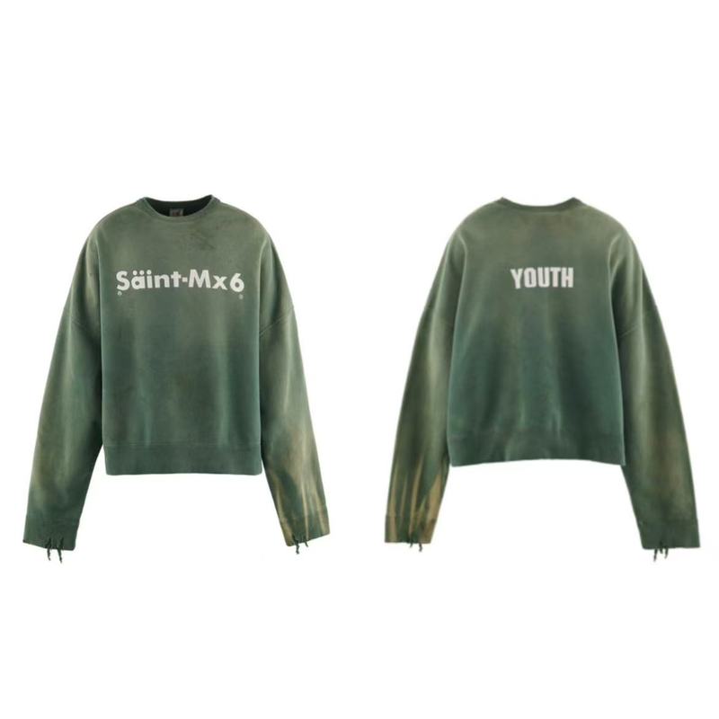 SAINT OF MICHAEL水洗做旧 vintage秋冬重磅宽松圆领卫衣男女潮牌|undefined