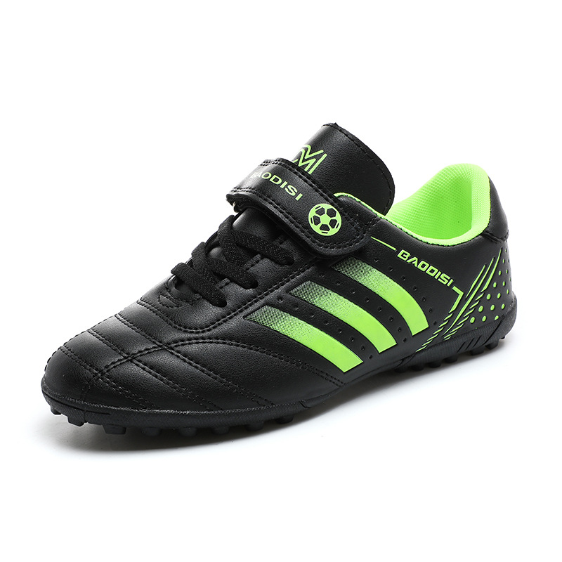 Zapatos de fútbol con hebilla mágica de fábrica zapatos de fútbol transfronterizos de primaria y secundaria para niños zapatos de fútbol transpirables casuales zapatos de entrenamiento de hierba de uñas rotas