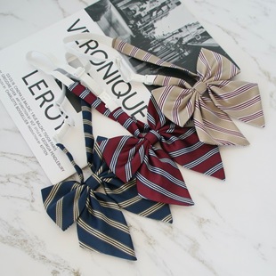 Japanese jk bow tie college style women's striped bow badge collar flower wine red feather root shirt school uniform accessories