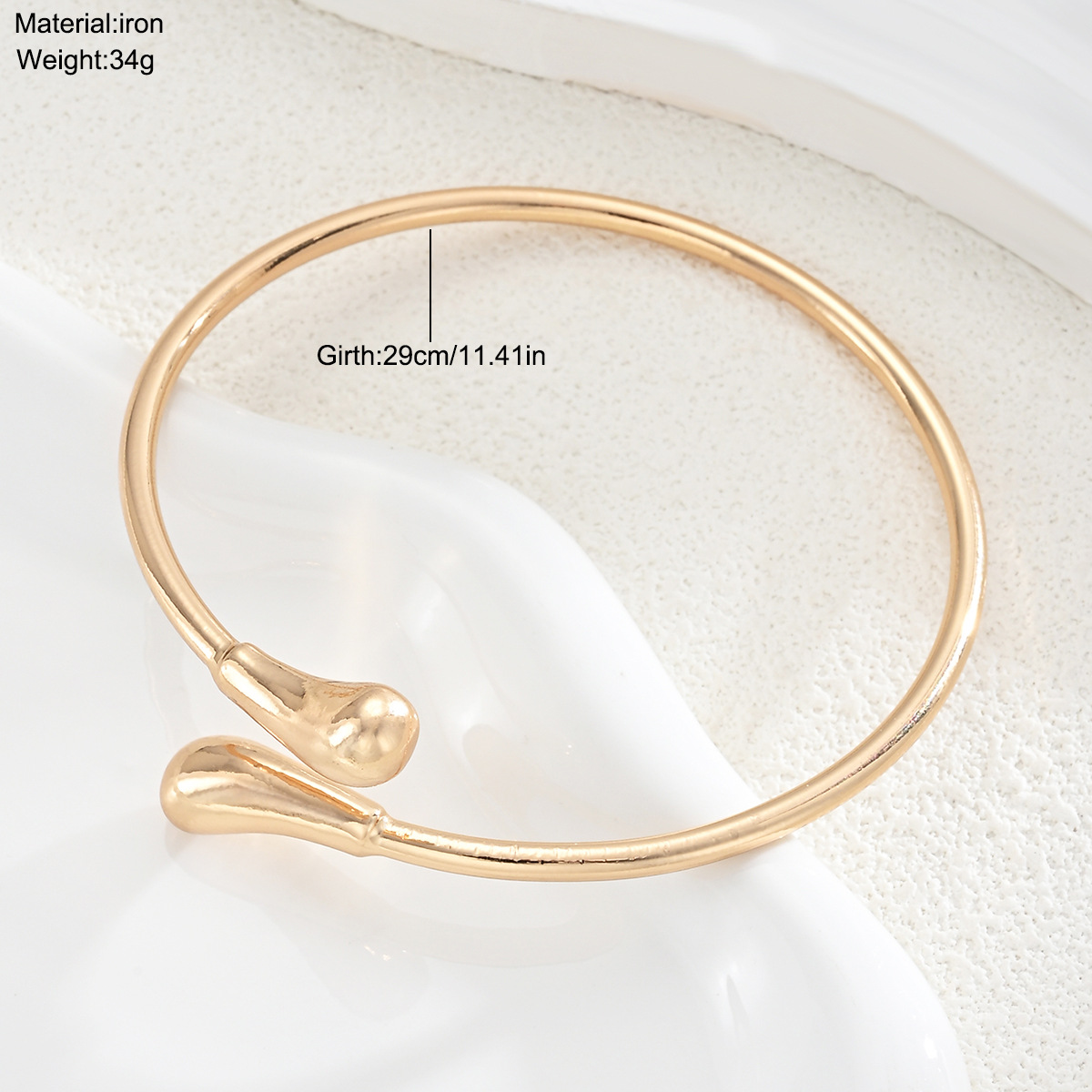 Ventas en caliente transfronterizas de moda personalidad de alta textura simple estilo de lava de viento brazo de metal abierto ajustable cadena de cuerpo image 3