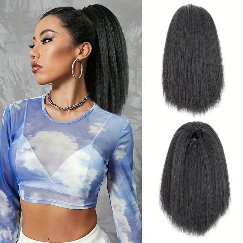Europe and the United States cross-border African wig horsetail yaki pull net horsetail chemical fiber corn whisker horsetail yaki Ponytail