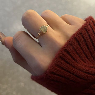 Hotan Jade Jasper Sunny Water Ring Warm and Fadeless Gold-filled Gentle Wind Niche Ring Index Finger Ring Fine Ring