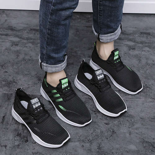 Sports shoes for men spring and autumn lightweight 2024 new breathable soft sole trendy men's shoes fashionable casual mesh shoes wholesale