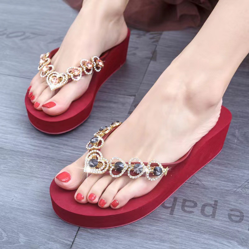 Nuevo al por mayor calentamiento soldado corazón de moda zapatos de cristal flores DIY zapatos de mujer zapatillas decoración cadena