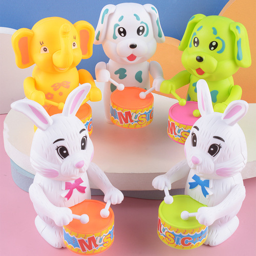 Wind-up drum animal wind-up rabbit toy children boys and girls cute puppy stall toy manufacturer wholesale