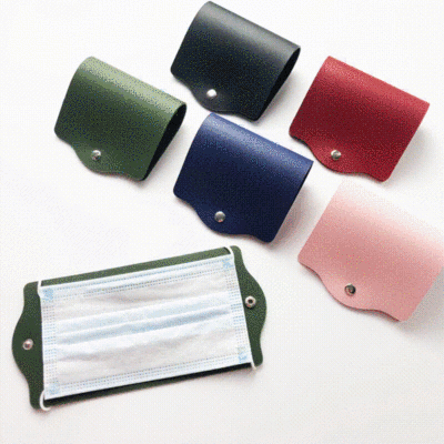 customized Mask Storage bag Portable Customize Two-sided Snap Button Mask Storage folder pu Leatherwear Mask Storage OEM