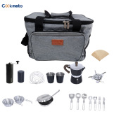 Cocinas de camping set de cocinas de café al aire libre cocinas de cocinas hervidoras de agua hervidoras de café portátil paquete completo
