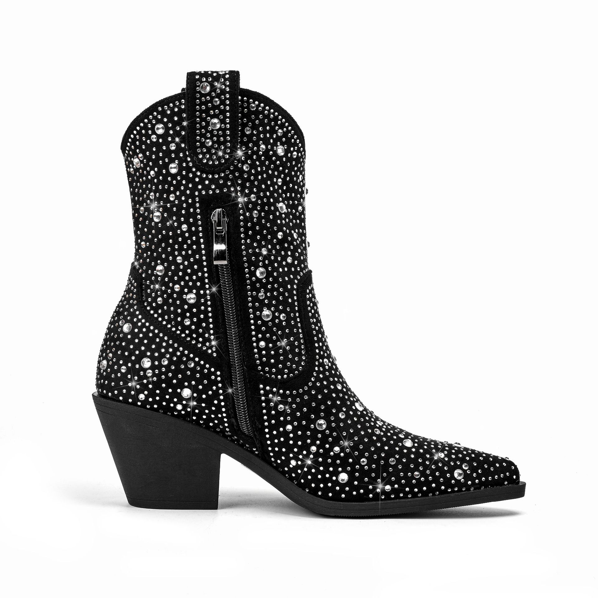 Women's Elegant Solid Color Rhinestone Point Toe Classic Boots display picture 7