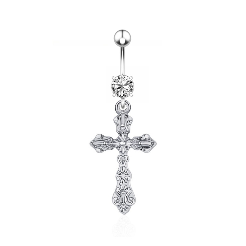Gold Copper Inlaid Zircon Belly Button Ring - Ethnic Style Body Jewelry detail image 9
