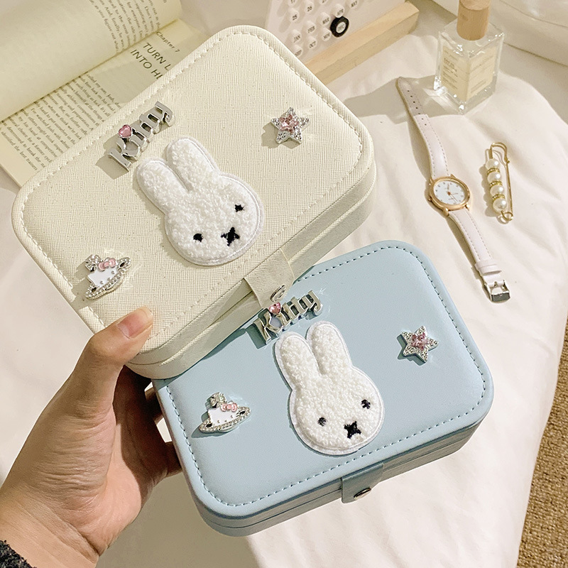 Miffy conejo caja de joyería pendientes anillo collar joyería caja de joyería de gran capacidad dibujos animados portátiles de alto nivel lindo